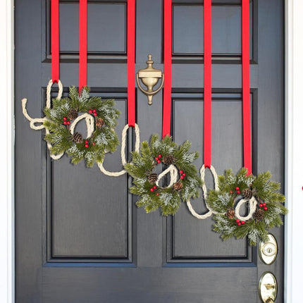 XHXSTORE 6PCS Christmas Candle Rings Christmas Small Wreath 8.26" Artificial Cedar with Pine Cones Farmhouse Wreath Artificial Snowflakes for Front Door Windows Centerpieces Tree Decorations