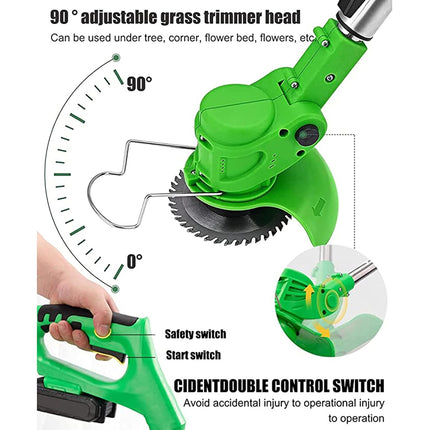 Weed Wacker Cordless Grass Trimmer Electric Weed 90~120cm Retractable, 3 Kinds of Adjustable Blades, 24v Electric Cordless Garden Trimmer with Battery and Charger for Garden