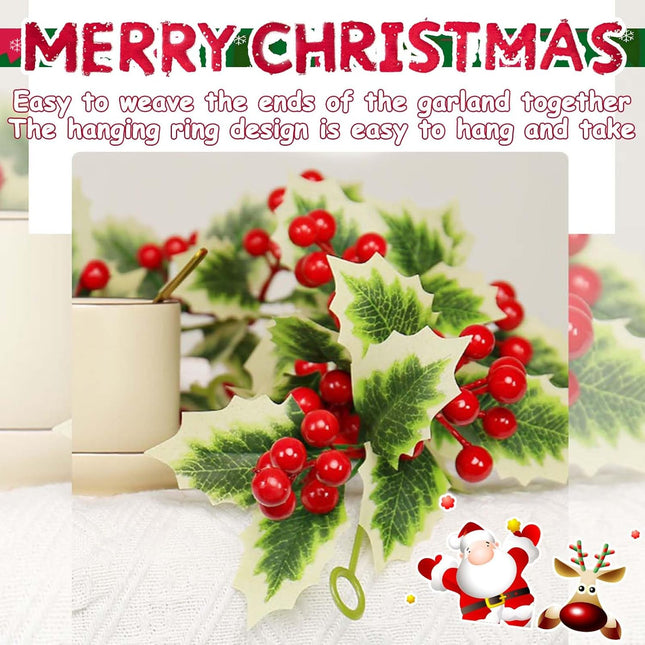 Red Berry Christmas Garland, Artificial 6FT for Mantle Decorations Xmas Tree Garland, Winter Holiday Season Decor, Table Runner Decorations, Outdoor Indoor for Stairs Railing