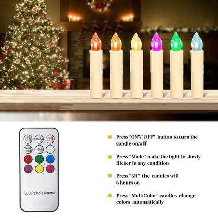 30PCS LED Flameless Taper Candles Battery Operated Christmas Tree Candles with Remote, Timer, Dimmer Battery Candle Flickering Colorful Light Window Candles Lights Christmas Home Party Decor