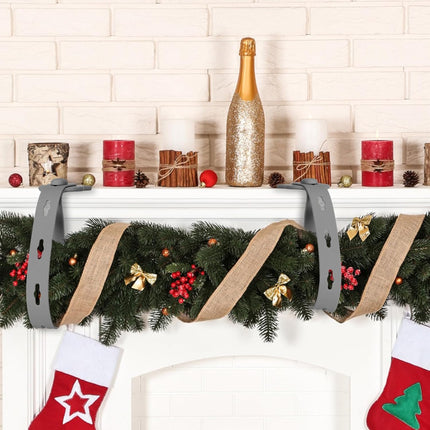 Suzile 12 Pcs Christmas Garland Hanger Gray Gray Garland Ties for Mantle Stretchable Reusable Garland Hooks for Xmas Garland Wreath Front Porch Fireplace Christmas Decoration