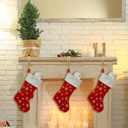 Therwen 18 Pcs Christmas Stocking Holders for Mantel Heavy Duty Fireplace Hanger Hooks Mantel Stocking Hooks Christmas Garland Hanger Metal Mantle Grips for Fireplace Shelf Party Decoration (Gold)