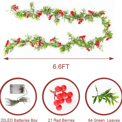6.5FT Christmas Garlands with Light for Decoration,Artificial Garland Greenery Garland, Christmas Decorations Holiday Outdoor Indoor Fireplace Stair Railing Mantle Decor