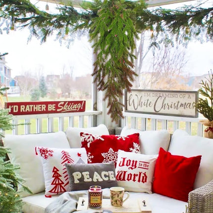 RECUTMS 2Pcs Christmas Pine Garland 3.3FT Hanging Fake Pine Needle Plants Faux Greenery Winter Norfolk Pine Swag Artificial Wreath Decor for Christmas Indoor Outdoor Holiday Table Mantel Winter (Red)