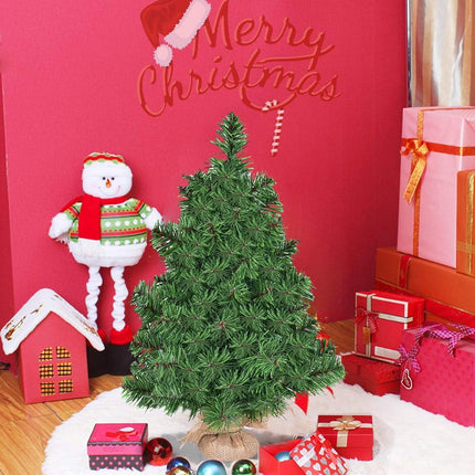 2ft Tabletop Christmas Tree, Small Artificial Spruce Tree in Burlap Base, Ideal for Home, Office, Shops, Holiday Decoration