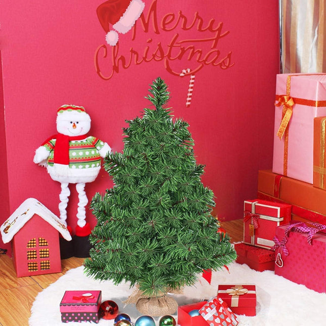 3FT Artificial Tabletop Christmas Tree, Premium Spruce Christmas Tree w/Burlap Base, for Xmas Indoor Decor