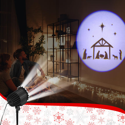 Tuanse Christmas Nativity Projector Lights LED Flood Light Holiday Projector Lights Outdoor, Nativity Scene Christmas Projector with Stars for Halloween Xmas Party Garden Landscape Decoration