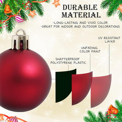 Christmas Ornaments, 36 Packs 1.57 Inch, Red Christmas Ball Decorations Ornaments for Xmas Tree, Wreath Decor Ornaments, Shatterproof Plastic Bulbs
