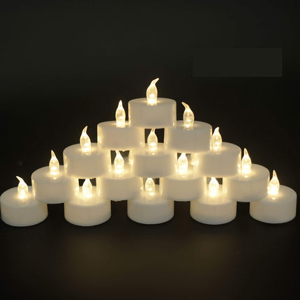 JUNPEI Battery Operated Powered Tea Lights : Realistic Tea Lights Flickering Candles Holiday Suitable for Wedding Parties Festival Celebration Long Lasting (100pack Warm White)