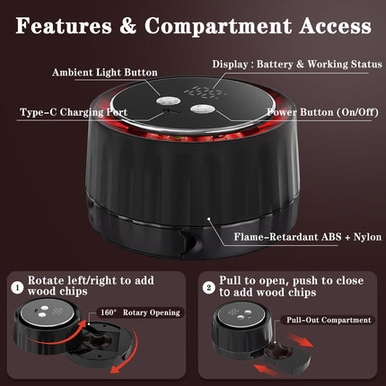 AOZUO Whiskey Smoker Kit - Electric Cocktail Smoker with 6 Wood Chips