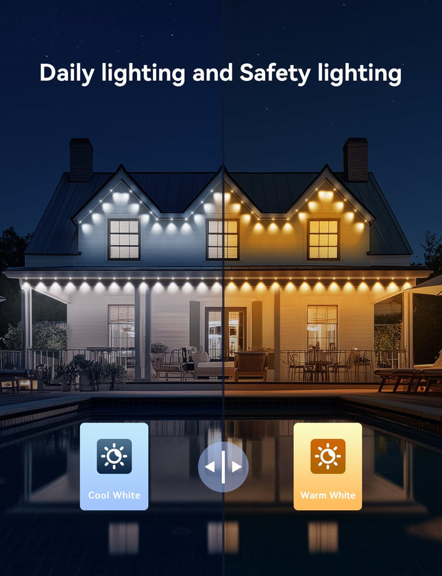 Permanent Outdoor Lights 30ft, Smart RGB Eaves Lights for House, IP67 Waterproof Outside Lights 44 Scene Modes for Christmas Decorations, Work with Remote, APP, Alexa, Google Assistant