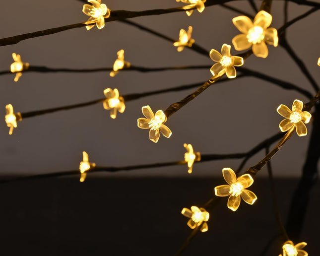 Sakura Cherry Blossom Tree Lights 6.5FT Lighted Bonsai Tree, Plug Powered, 208 LED Artificial Tree Decorations for Bedroom Home Decor Room Office Party Wedding Christmas Xmas Decorations