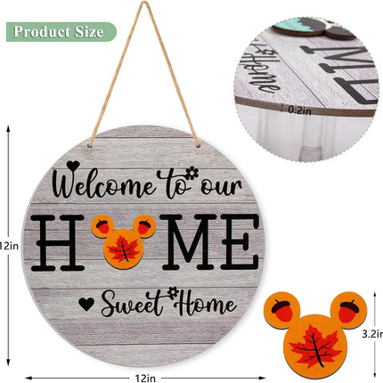 Christmas Front Door Decorations, Interchangeable Welcome Sign Seasonal Front Door Sign Farmhouse Wall Décor, Door Hanger (Rey)