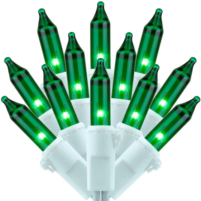 200 Count Green Christmas Lights, Pack of 2 Strands 100 Count 33 ft White Wire UL Listed Holiday String Light (Green)