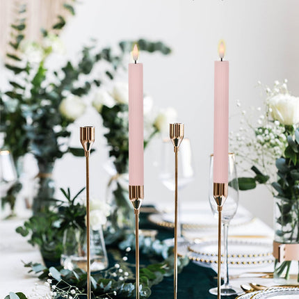 Flameless Taper Candles Flickering with 10-Key Remote, Battery Operated Warm Light LED Window Candles Striped Real Wax Wedding Birthday Party Home Christmas Decor 6 Pack (0.78 X 9.45 Inchs)…
