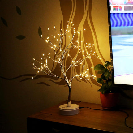 AMARS 20" Tabletop Room Decor Fairy Light Spirit Tree Lamp, Battery/USB Powered, 108leds Bright Glow Cute Artificial Tree Night Lights for Bedroom Home Party Christmas Decorations (Warm White)