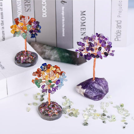 Amethyst Crystal Tree of Life,Money Tree Decorations,Crystals and Healing Stones,Reiki Positive Energy Gemstones Tree,Purple Room Office Desk Feng Shui Tree Decor Meditation s for Women