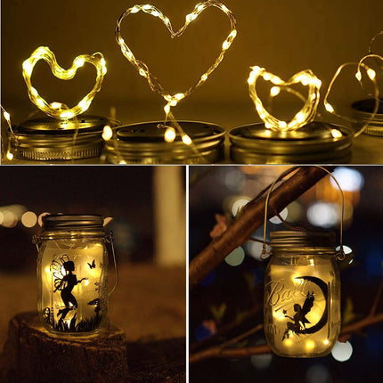 ANGMLN Solar Mason Jar Lights Lids, 10 Pack 30 LED Solar Fairy Lights for Regular Mouth Mason Jars, Outdoor Hanging Mason Jar Lights for Garden Yard Decor, Wedding Christmas s (Jars Not Included)