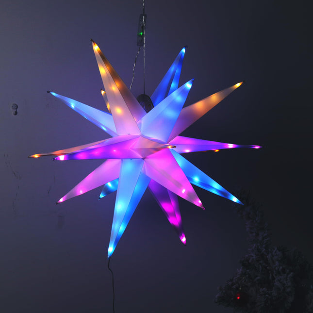 23 in Moravian Star Light Christmas Tree Topper 90 LED Christmas Star Remote Control Color Change Waterproof PVC Paper Lantern Lamp Stake Ground with 3D Bright Holiday Decoration