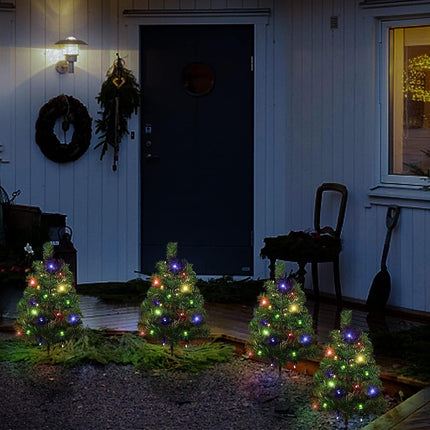 4 Packs Solar Christmas Tree Garden Pathway Lights, d Xmas Tree Solar Yard Landscape Stake Lights, Outdoor Waterproof Christmas Pathway Lights for Christmas Decoration Garden Patio Yard Patio