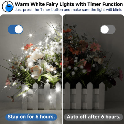 Mlambert 4 Pack 40FT Fairy Lights Battery Operated with Remote & Timer, Waterproof Dimmable Twinkle Light 8 Modes for Indoor Outdoor Decor, Cool White