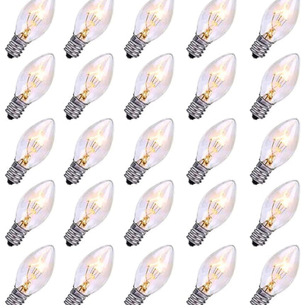 C7 Bulbs C7 Christmas Light Bulbs,25 Pack C7 Replacement Bulbs C7 Night Light Bulbs C7 Light Bulbs C7/E12 5 Watt Candelabra Base for Indoor/Outdoor Holiday Christmas Bulbs Clear