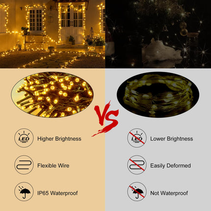echosari 4 Pack Battery Operated Christmas String Lights, 13.2Ft 40 LED Dark Green Wire String Lights Waterproof, Twinkle Fairy Lights for Christmas Garden Wedding Party Decor (Warm White)