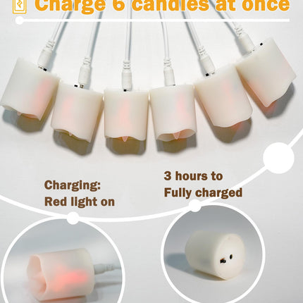 LED Tea Lights Rechargeable Candles with USB Charging Cable, 6 PCS Votive Tea Light with Remote, Flameless Flickering Warm White Tealights Candle for Halloween, Pumpkin Light, Christmas Decoration
