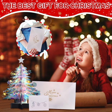 Hatisan Pop Up Christmas Tree, 7.87 inch Small Christmas Tree 3D Pop Up Card Trees with Christmas Card and Envelope for Christmas Decorations s