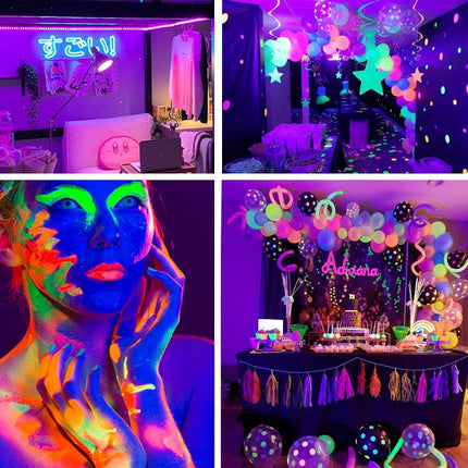66ft Dimmable Black Light Strip & Remote, 1200 LEDs 12V Flexible LED Blacklight Strip, 20m LED Ribbon, Non-Waterproof Black Lights for Glow Party Birthday Halloween Christmas Party Body Paint