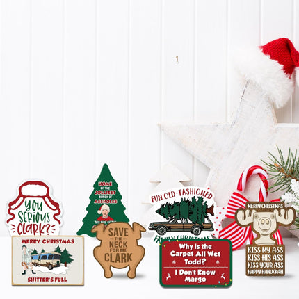 National Lampoons Christmas Vacation Decorations, Funny Christmas Vacation Tiered Tray Decor, Rustic Wooden Bead Garland, Farmhouse Table Mantel Decor, Griswold Family Christmas Vacation Merchandise s
