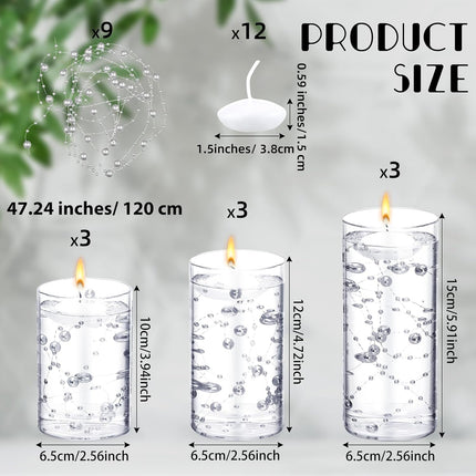 Cindeer 19 Pcs Christmas Artificial Pine Cone Ring Wreath and Candle Set 19 Inch Wreath and Glass Candle Holder with Floating Candle and Artificial Pearl String for Table Centerpiece Front Door Decor