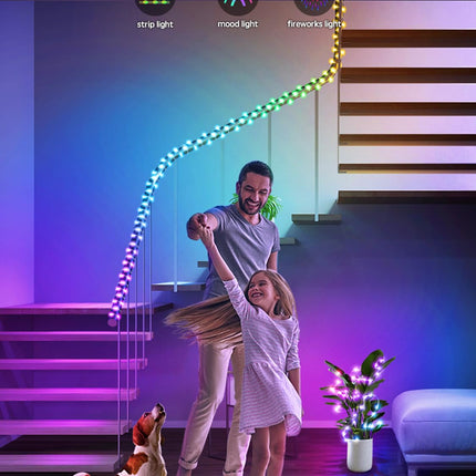 Christmas Lights 65.6ft, Smart String Lights DIY, 200LED RGB+IC Christmas Lights Outdoor, IP65 Waterproof, With APP and Remote Control, For Christmas, Birthday, Party, Wedding, Room Decorations