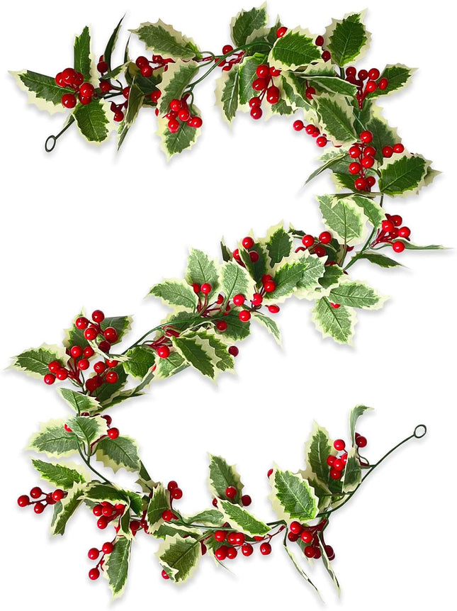 Red Berry Garland Christmas Decoration 5.77ft Artificial Garland Indoor Outdoor for Home Garden Door Fireplace Flexible Decor Table Farmhouse Front Tree Decor Winter Holiday Year Decor…