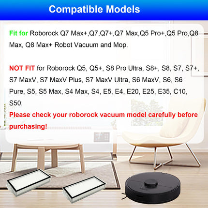 6 Pack Filters Compatible With Roborock Q7 Max+,Q7,Q7+,Q7 Max,Q5 Pro+,Q5 Pro,Q8 Max,Q8 Max+ Robot Vacuum And Mop