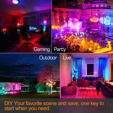 MELPO LED Flood Light Outdoor, 500W Equivalent 5000LM Smart RGB Landscape Lighting with APP Control, DIY Scenes - Timing - Warm White 2700K - Color Changing Uplight, IP66 Waterproof US Plug (2 Pack)