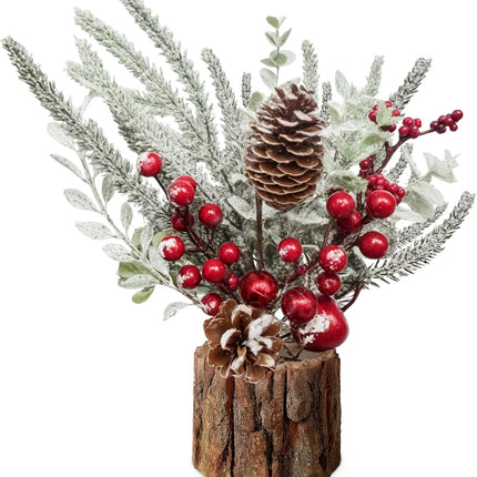 Small Christmas Tree - Artificial Tabletop Mini Christmas Tree Decorations with Christmas Ornaments Red Pine Cone Berry for Xmas Decor Home Room Party Winter Indoor