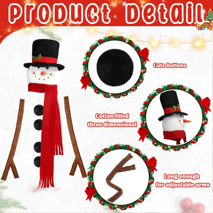 Syhood Christmas Tree Topper Large Holiday Funny Plush Stuffed Hanging Ornaments with Arms, Legs, Belt, Scarf for Christmas Tree Decorations Wine Bottle Curtain Xmas Home Decor (Snowman)