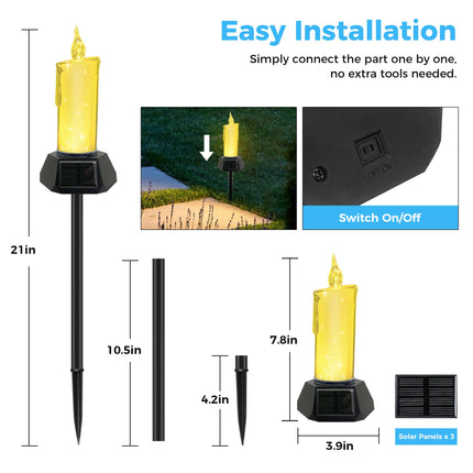 Solar Christmas Candles Lights Outdoor, 4 Pack LED Flameless Candles with Flickering lighting, Waterproof Solar Outdoor Lights for Camping Garden Landscape Yard Thanksgiving Holiday Decorations