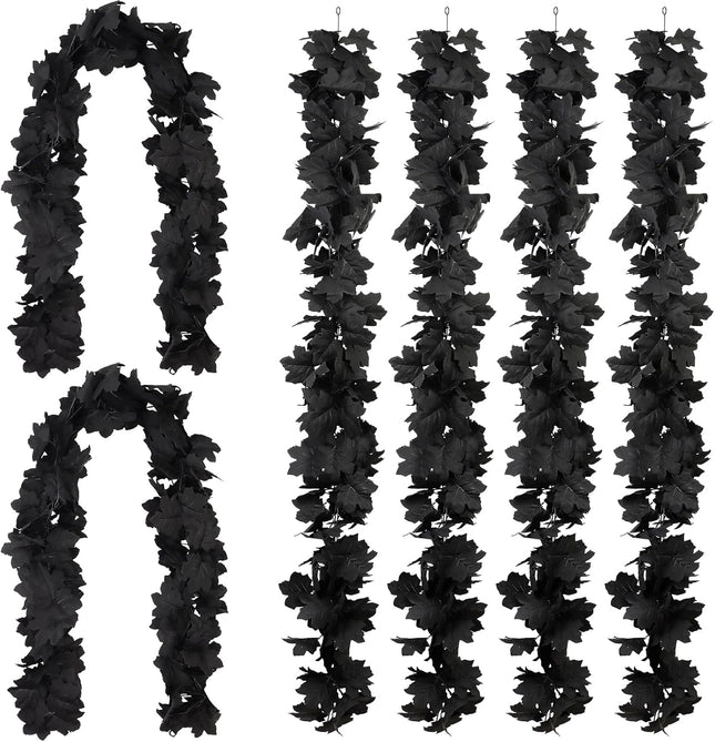 6Pack Halloween Maple Leaf Garland with Hooks, Fall Floral Vines Garland Autumn Halloween Thanksgiving Decorations for Home