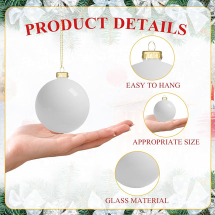 Liliful 24 Pcs Glass Christmas Ball Ornaments Christmas Tree Decoration Hanging Balls Christmas Ornaments for Festival Home Wedding Holiday Party Decor(White,3.15 Inch)