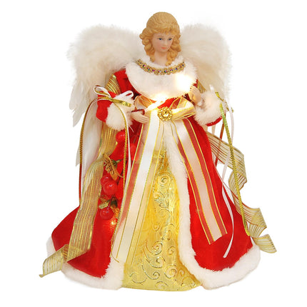 Angel Tree Topper with Lights Red Christmas Tree Topper Angel 11.8 Inch Lighted Angel Tree Topper Battery Operated Small Angel Christmas Tree Topper Christmas Angel Decorations