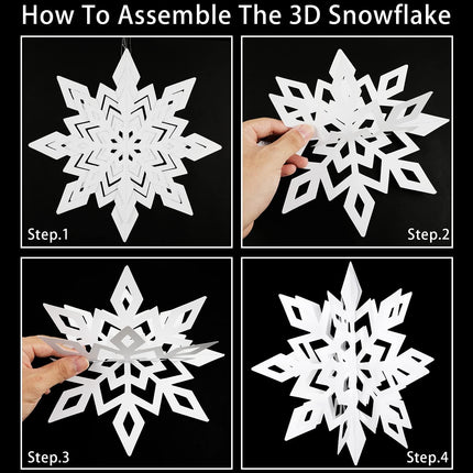 84 Pcs White Christmas Snowflakes Decorations 3D Glittery Paper Snowflake Hanging Ornaments Garland for Home Xmas Christmas Holiday Party Decor