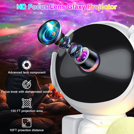 Astronaut Galaxy Projector with Moon Lamp, Night Light Starry Star Projector with Moon Lamp, Ceiling Nebula Space Projector for Bedroom Decor with 8 Mode/Speed/Dimmable/Timmer, s for Christmas