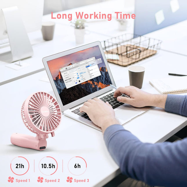 Personal Hand Held Fan 4800Mah Travel Cooling Fan Powerful Small Portable Fans Rechargeable Battery Operated Desktop Table Fan