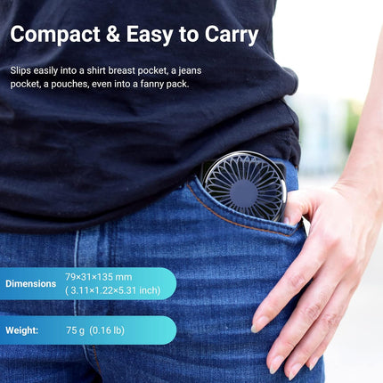 Mini Fan Portable, Personal Handheld Fan Hand Fan, 6 Hours Useage, 3 Speed Mini Desk Fan For Office Travel Camping For Kids