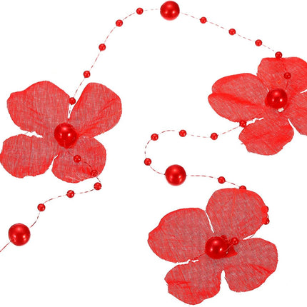PATIKIL Flower Pearl String Beads Garland, 2 Pcs 4.3 Ft Artificial Pearl Wire Garland for Christmas Tree Party DIY Craft Home Wedding Decorative, Red