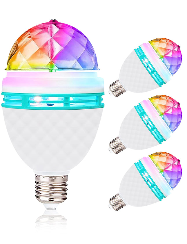 Disco Ball Light Bulb, 3w E27 RGB Color Rotating Bulb Led Party Bulbs, Magic Ball Light for for Disco, Holiday, Birthday, Club, Halloween, Christmas, Bar, Indoor & Outdoor(4 Pack)