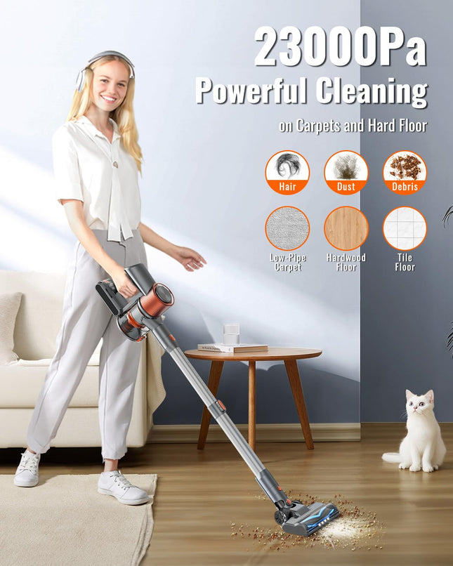 Kohe Cordless Vacuum Cleaner, 200W23Kpa 6In1 Versatile Lightweight Powerful Stick Vacuum With Led Display, Up To 45 Mins Detachable Battery, Vacuum Cleaner For Home Hard Floor Carpet Pet Hair