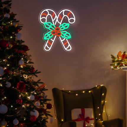 Xuhal Christmas Candy Neon Sign Light 14.2 x 11.8 inches Neon Lights Signs LED Sign USB Powered Home Wall Decor Light Up Acrylic Room Decorations for Bedroom Bar Night Light Art Accessories